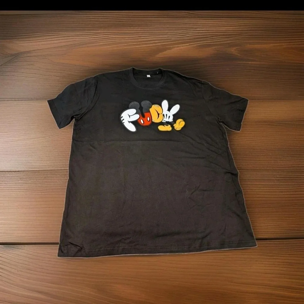Minimal Cartoon Inspired Graphic T Shirt 3XL Black Streetwear New